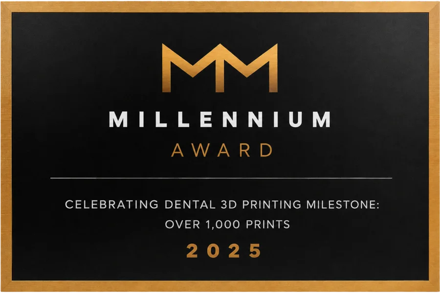 Millennium Award 2025 celebrating a dental 3D printing milestone of over 1,000 prints
